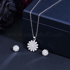 316 Surgical Stainless Steel Daisy Stud Earrings and Pendant Necklace&nbsp;JX376A