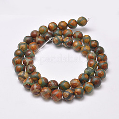 Tibetan Style Turtle Back Pattern dZi Beads Strands&nbsp;G-P229-A-04-8mm