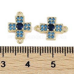 Brass Blue Cubic Zirconia Connector Charms&nbsp;KK-I719-01G