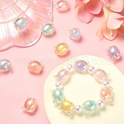 60Pcs 6 Colors UV Plating Rainbow Iridescent Acrylic Beads&nbsp;OACR-CJ0001-36