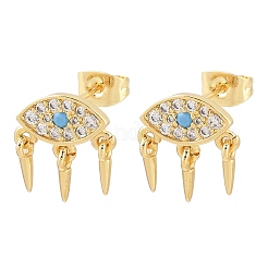 Eye with Cone Brass Micro Pave Cubic Zirconia Dangle Stud Earrings&nbsp;EJEW-A151-03G