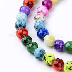Spray Painted Glass Beads Strands&nbsp;X-DGLA-MSMC001-14