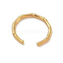 Ion Plating(IP) 304 Stainless Steel Bamboo Open Cuff Ring for Women&nbsp;RJEW-I085-10G-1