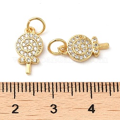 Rack Plating Brass Micro Pave Clear Cubic Zirconia Pendants&nbsp;KK-K349-14G