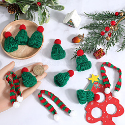 12Pcs Woolen Crochet Mini Hat with Pom Pom Ball with 12Pcs Mini Knitting Wool Yarn Scarf with 1Pc Rectangle Plastic Bags&nbsp;AJEW-SC0003-46B