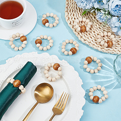 10Pcs Round Wood Beaded Napkin Rings&nbsp;HJEW-PH02431-02