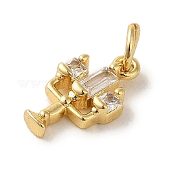 Brass Micro Pave Clear Cubic Zirconia Pendants&nbsp;KK-R162-023G