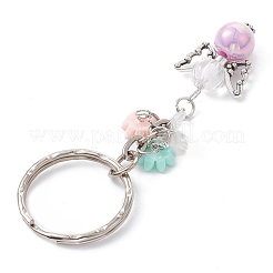 Angel Acrylic Beaded Keychain with Flower Opaque Resin Charms&nbsp;KEYC-JKC00533