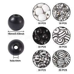 180Pcs 6 Style Natural Wood Beads&nbsp;WOOD-BT0001-09