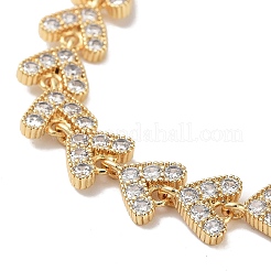 Rack Plating Brass Pave Clear Cubic Zirconia Arrow Link Chain Bracelets for Women&nbsp;BJEW-R317-04G