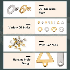 48Pcs 12 Styles 201 Stainless Steel Stud Earring Findings&nbsp;EJEW-TA0001-06
