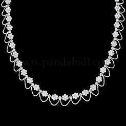 Flower Plastic Pearl & Iron & Crystal Rhinestone Chains&nbsp;CH-WH20003-01