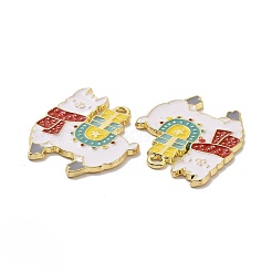 Christmas Theme Rack Plating Alloy Enamel Pendants&nbsp;PALLOY-O109-34LG
