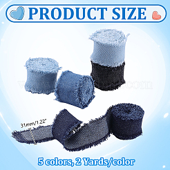 5Pcs 5 Colors Polyester Denim Ribbon&nbsp;OCOR-WR0002-14A
