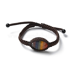 Adjustable Oval Chakra Natural Gemstone Braided Bead Bracelets&nbsp;BJEW-H626-02-06