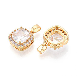 Brass Micro Pave Cubic Zirconia Pendants&nbsp;KK-N272-05G