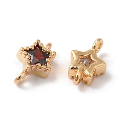 Brass Pave Glass Connector Charms&nbsp;KK-C062-027G
