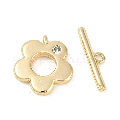 Brass Micro Pave Clear Cubic Zirconia Toggle Clasps&nbsp;KK-K391-19G