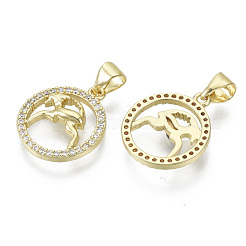Brass Micro Pave Cubic Zirconia Pendants&nbsp;X-ZIRC-S061-199H-G-NF
