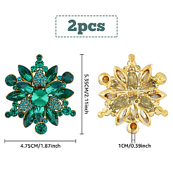 2Pcs Rhinestone Flower Brooch Pin&nbsp;JEWB-HY0001-10A
