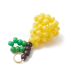 Handmade Glass Seed Beaded Pear Pendants&nbsp;PALLOY-MZ00486