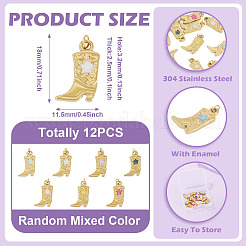 12Pcs 304 Stainless Steel Enamel Pendants&nbsp;STAS-TA0005-75A