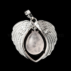 Natural Rose Quartz Teardrop Pendants&nbsp;KK-K331-02P-02