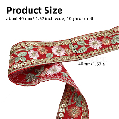 10 Yards Embroidery Flower Polyester Ribbon&nbsp;PW-WG22962-01