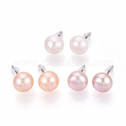 Natural Pearl Stud Earrings&nbsp;PEAR-N020-13A-01