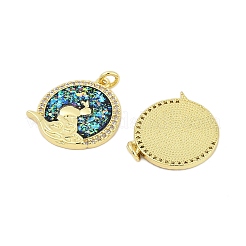Brass Micro Pave Cubic Zirconia Pendants&nbsp;KK-I723-06G