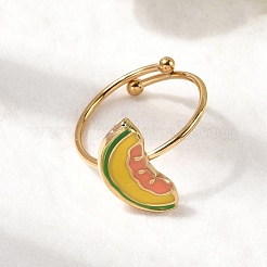 Adjustable 304 Stainless Steel Enamel Cuff Rings for Women&nbsp;LS-RJEW-B152-01G-01