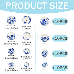 40Pcs 4 Styles Handmade Porcelain Beads&nbsp;PORC-TADJ0001-08B