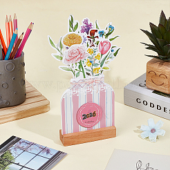 2026 Year Flower Desktop Calendar with Wood Base&nbsp;AJEW-WH0481-421A
