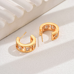 Elegant Heart Brass Cubic Zirconia Stud Earrings&nbsp;GX1194-2