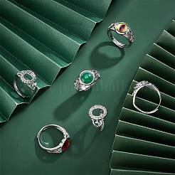 12Pcs 2 Style Adjustable Brass Ring Shanks&nbsp;KK-HY0001-87