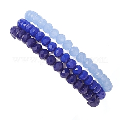 3Pcs Faceted Imitation Jade & Opaque Glass Rondelle Beaded Stretch Bracelets for Women&nbsp;BJEW-JB12563-02