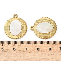 304 Stainless Steel Natural White Shell Pendants&nbsp;STAS-L288-08G-02