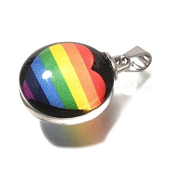 Flat Round 201 Stainless Steel Acrylic Pendants&nbsp;STAS-U036-01P-05