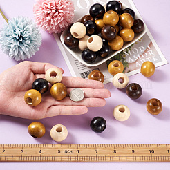 100Pcs 5 Colors Wooden Beads&nbsp;WOOD-CD0001-13