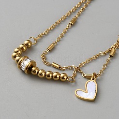 201 Stainless Steel Heart Charm Anklets&nbsp;AJEW-WH0609-096G