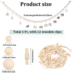 Wooden Bead Garland Hanging Photo Display with Clips&nbsp;DIY-WH20002-611A