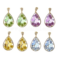 Transparent Epoxy Resin & 304 Stainless Steel & Brass Stud Dangle Earrings&nbsp;EJEW-JE07238