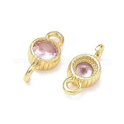 Brass Pave Cubic Zirconia Flat Round Connector Charms&nbsp;KK-P348-11G