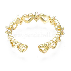 Exquisite Cubic Zirconia Heart Cuff Ring&nbsp;RJEW-N035-057-NF