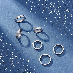 5Pcs 5 Style 304 Stainless Steel Flat Plain Band Finger Ring for Men Women&nbsp;RJEW-UN0001-14
