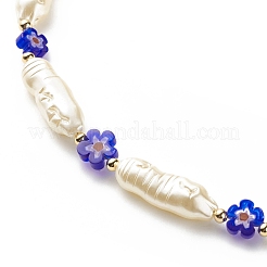ABS Imitation Pearl & Millefiori Glass Beaded Necklace for Women&nbsp;NJEW-JN03918