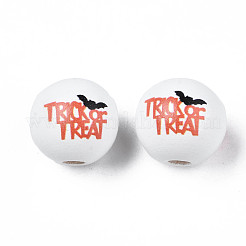 Halloween Printed Natural Wood Beads&nbsp;WOOD-S057-078