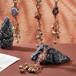 4Pcs Natural Mixed Gemstone Keychain&nbsp;HJEW-PH01540