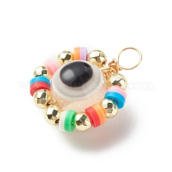 Copper Wire Wrapped Evil Eye Plastic Pendants&nbsp;PALLOY-JF01936