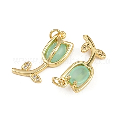 Brass Micro Pave Clear Cubic Zirconia Pendants&nbsp;KK-A269-39G